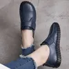 Echtes Leder Schuhe Für Frau Herbst Wohnungen Weibliche Haken Schleife Orthopädische Schuhe Große Größe 42, frauen Müßiggänger Damen Blau mokassins