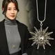 Sonne Blume Kristall Halsketten & Anhänger Mode Metall Pullover Kette Halskette Lange Collier Femme
