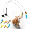 Katzen spielzeug interaktive lustige Katze Feder Zauberstab Saugnapf Ball Federn Ersatz mit Glocken