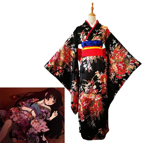 S-5XL Japanischen Jigoku Shoujo Enma Ai Kimono Yukata Outfits Anime Cosplay Kostüme
