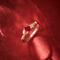 Original Design Silber Diamant Rubin Damen Ring Verstellbar Elegante Glamour Premium Hochzeit