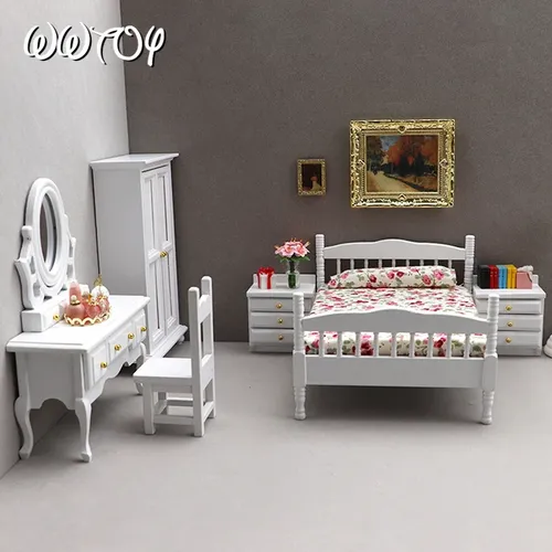 Betten & Möbel Schlafzimmer Set Möbel Holz Schrank für Schlafzimmer Miniatur Kleiderschrank Puppen