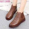 GKTINOO 2025, Mode Winter Frauen Schuhe Frau Echtes Leder Flache Stiefeletten Frauen Wasserdichte