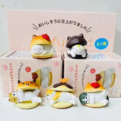 Japan Mofus and Hai Katze Spielzeug Kawaii Anime Gashapon Hamburger Katze Puppe Sanrio Figur