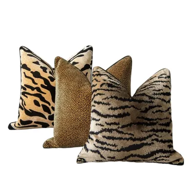 Luxus Tiger Muster Kissen bezug Design High-End Leopard beflockt Samt Kissen bezug dekorative Kissen Image