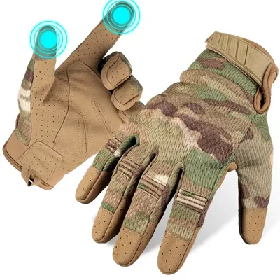 Camo Touchscreen Multicam Taktische Vollfingerhandschuhe Airsoft Paintball Schießen Fahren Arbeitsschutz Fäustlinge Image