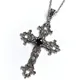 Große Detaillierte Kreuz Schwarz Drill Jewel Halskette Silber Farbe Ton Anhänger Goth Punk Schmuck