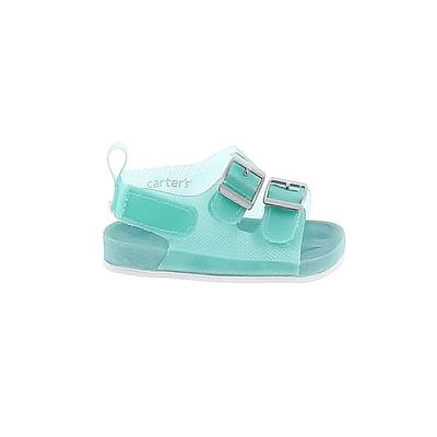 Carter's Sandals: Slip-on Wedge Casual Teal Print Shoes - Kids Girl's Size 9