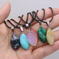 New Opal Topaz Malachite Necklace Natural Stone Horse Eye Shape Pendant Necklace 13x28mm for Men