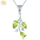 Hutang Peridot Pendant Solid 925 Sterling Silver Natural Gemstone Necklace Fine Elegant Classic