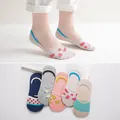 New 5Pairs Ladies Print Striped Women Invisible Footsies Shoe Liner Trainer Boat Socks Harajuku