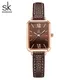 Shengke Marke Frauen Uhren SK Fashion Square Damen Quarzuhr Armband Grau Dial Einfache Rose Gold