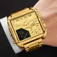BOAMIGO Top Brand Luxury Fashion Men Watches Gold Steel Sport Square Digital Analog Big Quartz Watch