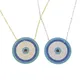 factory gold color delicate round cz Necklace turquoises stone paved turkish evil eye round charm