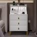 LED Nightstand with Charging Station with Hutch and 3 Drawers