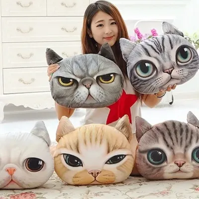 35 cm x 36 cm 3D Nette Katze Hund Kopf Kissen Kissen Hause Sofa Auto Sitzkissen Kreative Cartoon Image