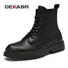 DEKABR Echtes Leder männer Stiefeletten High Top Schuhe Für Männer Winter Mode Männlichen Motorrad Schuhe Schnee Stiefel Größe 38 ~ 48