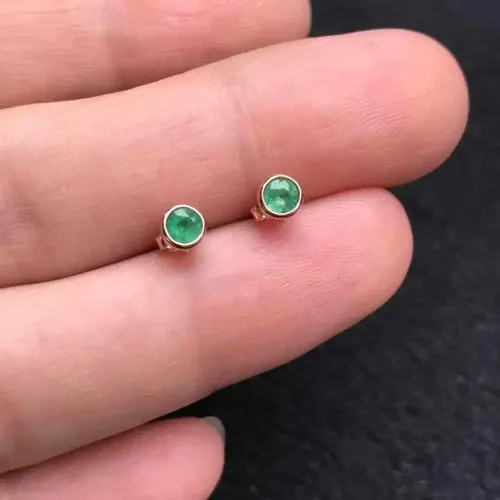 Natürliche Columbia Smaragd Edelstein Quadratische Stud Ohrringe Echt 925 Silber Ohrringe Feine