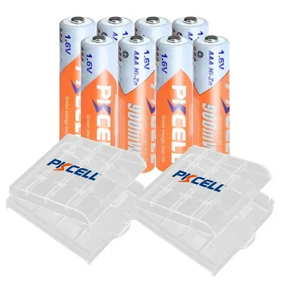 8PCS PKCELL AAA 900mWh batterie 1,6 V NIZN wiederaufladbare batterien aaa ni-zn aufladen mit 2PC AAA/AA batterie fall/BOX für spielzeug