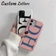 Customized Initial Letters Pebble Grain Leather Cases For iphone 14 13 Pro Max 12 11 Pro Max X XS XR