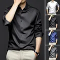 4XL Spring and Summer Formal Men's Long Sleeve Shirt Luxurious Wrinkle-resistant Non-iron Solid