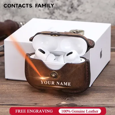Retro-Echtlederhülle für AirPods Pro Hülle Funda Airpod Pro Ohio Bluetooth Wireless Kopfhörer Ladebox Luxus Image
