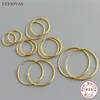 CCFJOYAS 925 Sterling Silber Hip Hop Große Creolen Schlank Gold Silber Farbe Runde Ohrringe für Frauen Modeschmuck