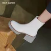 2021 neue Weiß Winter Frauen Schuhe Aus Echtem Leder Frauen Stiefel Plattform Chunky Stiefel Frauen Feste Frauen Schuhe High Heel Stiefel