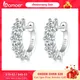 BAMOER Platinum Plated Moissanite Hoop Earrings for Women D Color Round Cut Lab Diamond 925 Silver