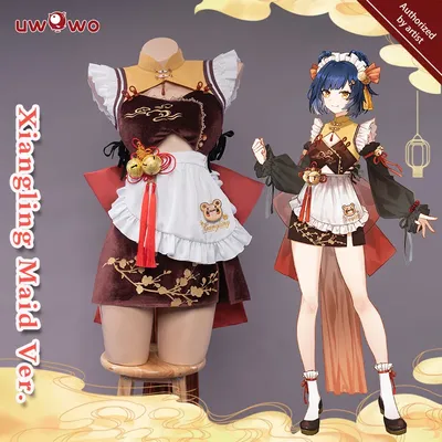 LAST BATCH UWOWO Xiangling Cosplay Maid Kostüm Genshin Impact Fanart Cosplay Maid Dress Exklusives XiangLing Halloween Kostüm Image