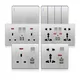 UK 13A Brushed Silver 220V Wall Light Switch Panel Socket Universal USB Wall Dual Power