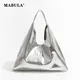 Mabula große silberne Marke Hobo Tasche für Frauen Luxus Designer Leder Trigle Geldbörse Trend