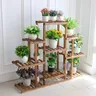 Multi-tiered Anlage Stehen 9 Tier Verkohltes Holz Blume Rack Display Stand Indoor