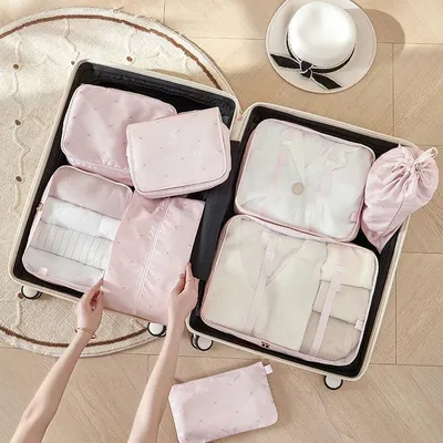 6pcs Suitcase Organizer Packing Cubes Travel Kit Accessories Luggage Storage Bags Shoe Clothes