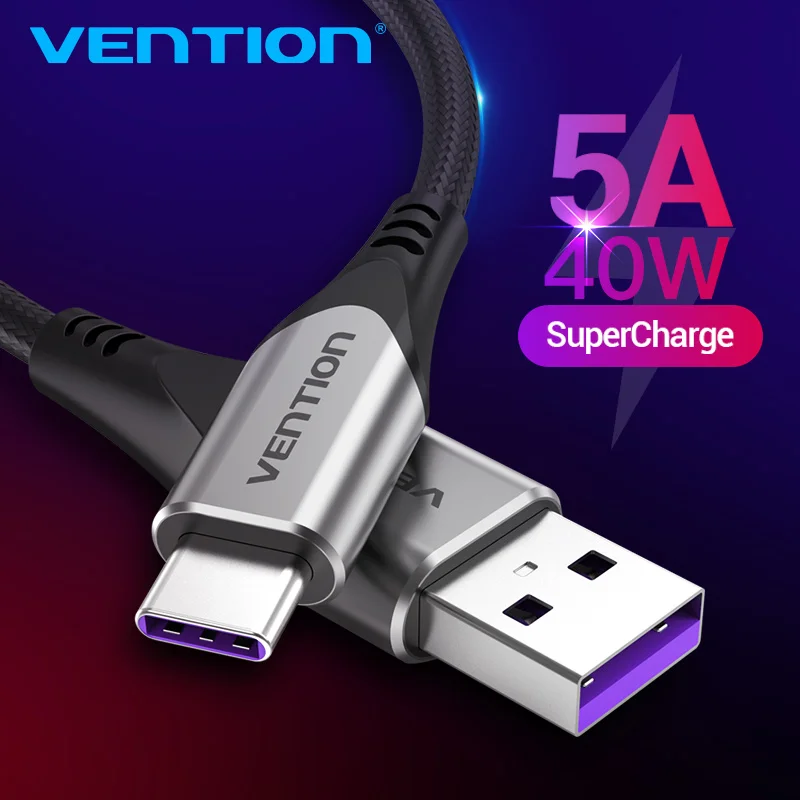 Vention 5A Typ C Kabel für Huawei Mate 30 20 P30 P20 Xiaomi Samsung USB C Schnellladekabel Handy USB Typ-C Kabel 3A Image