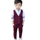 Wedding Suit for Boys Children Vest + Pants 2 Pieces Formal Suit Red Gray Boys Spring Summer England