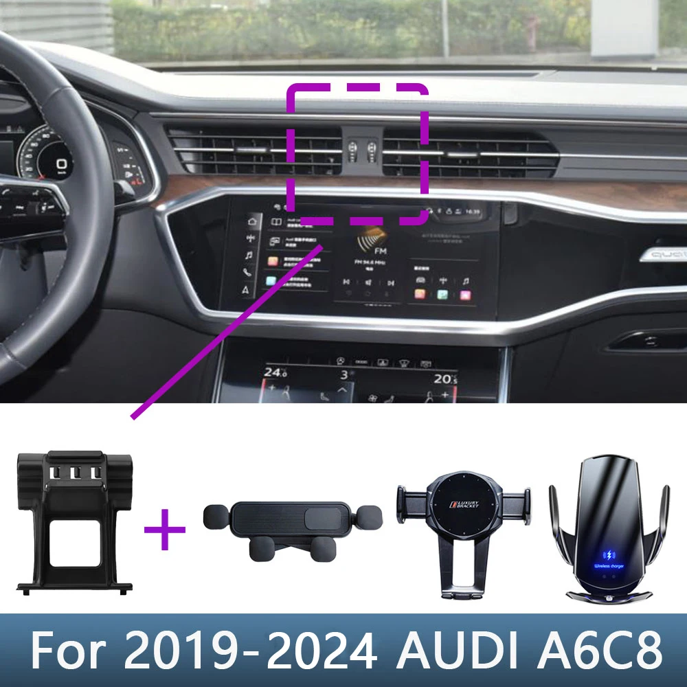 Für AUDI A6 C8 A7 2019 2020 2021 2022 2023 2024 Auto Telefon Halter Spezielle Feste Halterung Basis Drahtlose lade Zubehör Image