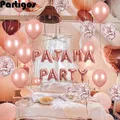 1set Rose Gold Pajama Party Balloons 12 inch Confetti Latex Balloons Pajama Party Banner Decoration