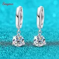 Smyoue 0.5-2CT Brilliant Cut Moissanite Drop Earrings for Women Classic 3 Prong Wedding Fine Jewelry