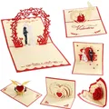 3D Pop Up Love Card Valentines Day Wedding Invitation Anniversary Greeting Cards for Couples Wife