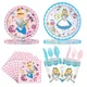 Disney Alice in Wonderland Birthday Party Decoration Include Paper Cup Plate Napkin Tablecloth Cake