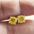 925 Sterling Silver Stud Earrings Round Brilliant Cut VVS1 White/Pink/Yellow Moissanite Test Passed