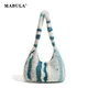 Mabula Designer gestreifte Kunst pelz Achsel Hobo Tasche Mode weiche Frauen Clutch Geldbörse Trend