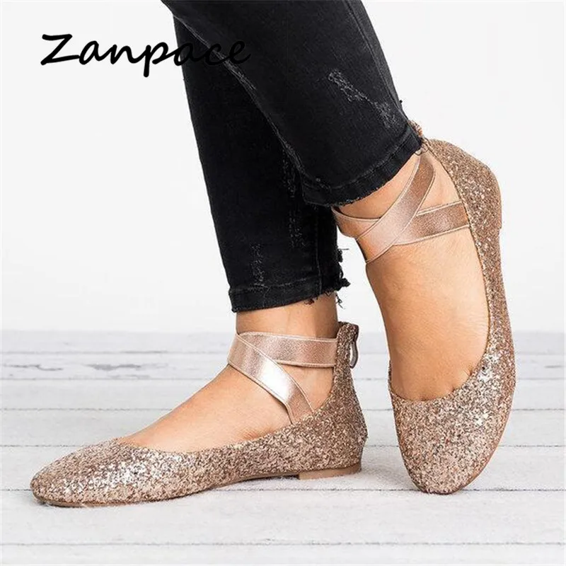 Zanpace Plattform Schuhe Ballett Wohnungen Schuhe Der Frauen Kreuz-gebunden Flach Flache Whith Schuhe Runde Kappe Lace-Up Damen schuhe Frauen