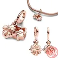 Exquisite 925 Sterling Silver Rose Gold Openable Birthday Gift Dangle Charm Fit Pandora Bracelet &