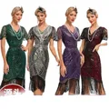 1920er Jahre Flapper Retro Abschluss ball bestickt Quaste Kleid große Gatsby Cocktail Party große