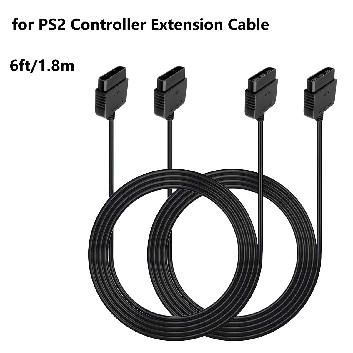 2er-Pack PS2-Controller-Verlängerungskabel, 1,8 m, Controller-Verlängerung für Sony Playstation 2 PS2-Spielekonsole