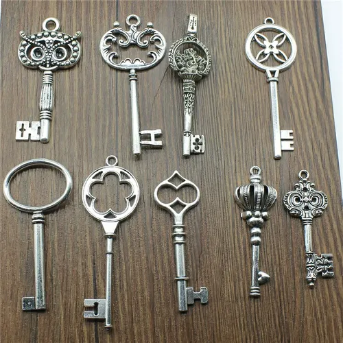5 stücke Charms Schlüssel Antike Silber Farbe Vintage Schlüssel Charms Für Schmuck Machen Charms
