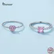 Bamoer 2021 Mode Rosa Herz CZ Ring für Frauen 100% 925 Sterling Silber Platz CZ Ring Luxus Hochzeit