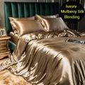 Mulberry Silk Bedding Bed Sheet Duvet Cover Fitted Full Bedspreads Sets Double-sided Four-piece Set